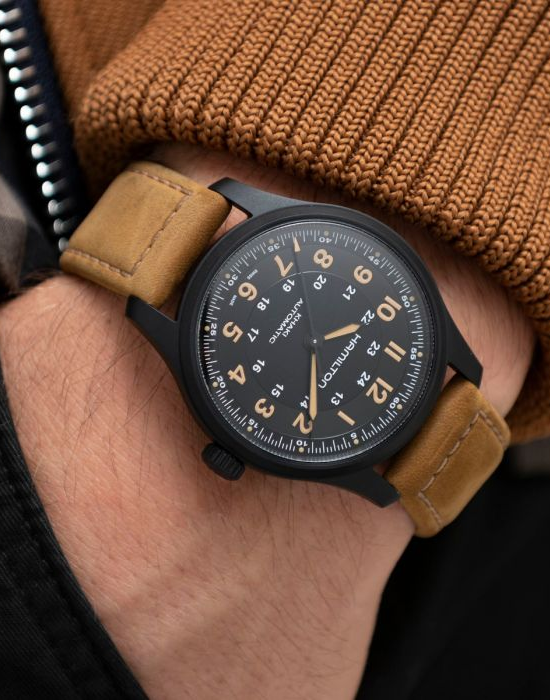 Hamilton Hamilton Khaki Field Titanium Auto H70665533 , наручные мужские часы фото под углом